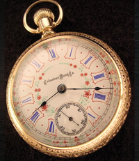 1894 Columbus pocket watch, multi colored dial